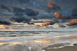 Texel Island Sunset Impressions: Sunset with clouds on the beach
