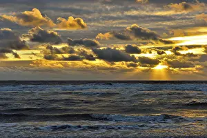 Sunset On The North Sea Impressions: Sunset with clouds on the beach