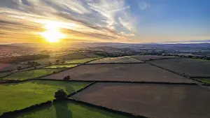 Atmospheric Evening Light UK Impressions: Sunset over Devon Fields, Berry Pomeroy