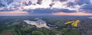 River Dart Drone Photography Impressions: Sunset over Devon Fields and Farmlands from a drone
