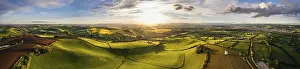 British Countryside Drone Shot Impressions: Sunset over Devon Windmill from a drone