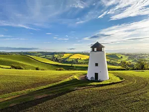 Drone View Of Devon Impressions: Sunset over Devon Windmill from a drone