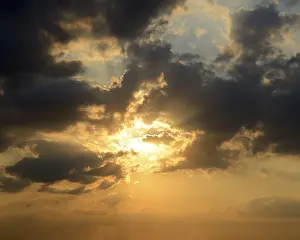 Deserted Outdoor Scene Impressions: Sunset in a dramatic cloud filled sky