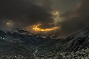 Deserted Creek Scene Impressions: Sunset with dramatic clouds over Windbachtal