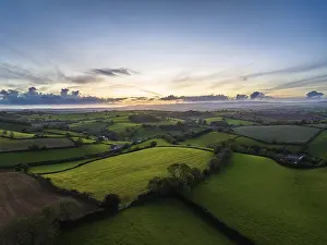 English Countryside Impressions: Sunset over Fields and Farms, Devon