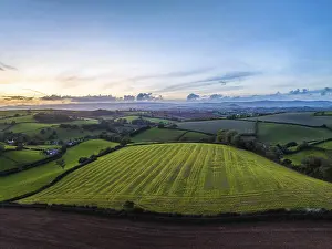 English Countryside Impressions: Sunset over Fields and Farms, Devon