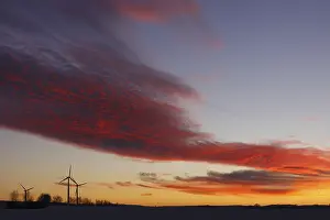 Green Energy Generation Impressions: Sunset, fields and windmills