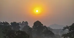 Atmospheric Landscape Shots Impressions: Sunset over the forest, Uganda
