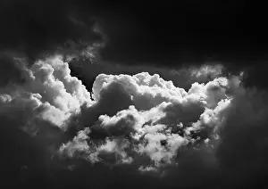 Thunderclouds Austria Impressions: SW image, dramatic cloudscape with (cumulus) clouds