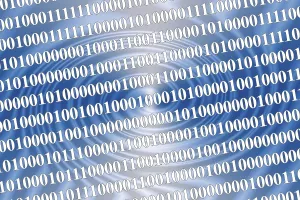 Electronic Data Storage Impressions: Symbolic picture - binary code and data processing code