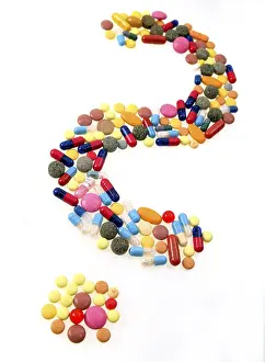 Healthcare Industry Icon Impressions: Tablets as question mark