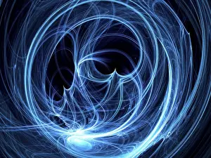 Computer Generated Image Impressions: Tangled glowing threads - abstract computer generated background