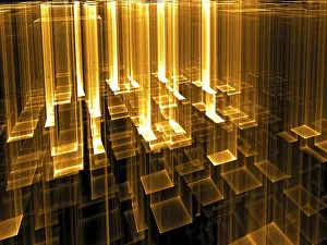 Abstract Fractal Geometry Impressions: Technology background - abstract computer-generated 3d illustration