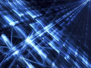 Art Numérique Impressions: Fond technologique avec effets lumineux - image générée par ordinateur abstraite.
