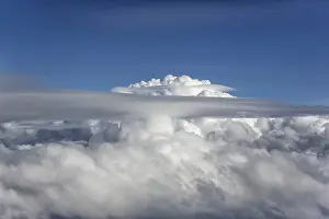 Severe Weather In Germany Impressions: Thunderclouds in the sky, view from the plane