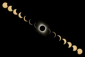 Natural Scientific Phenomenon Impressions: Total Solar Eclipse phases. Composite Solar Eclipse