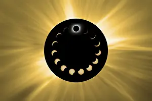 Natural Scientific Phenomenon Impressions: Total Solar Eclipse phases, Composite Solar Eclipse