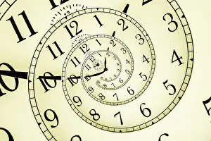 Mechanical Clock Details Impressions: Detail of a used mechanical clock with hypnotic quadrant