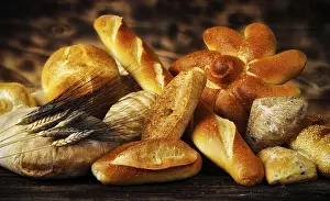 Warm Light Photography Impressions: Various types of bread in a rustic setting with warm light