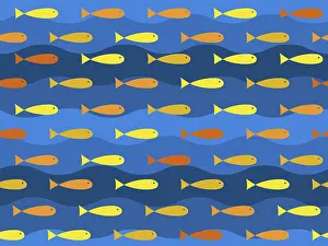 Uninhabited Underwater Scene Impressions: Vector fish underwater seamless pattern