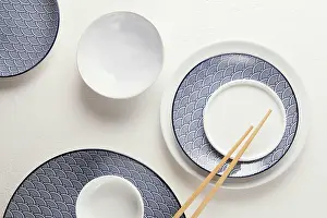 Elegant Tableware Impressions: Top view arrangement elegant tableware