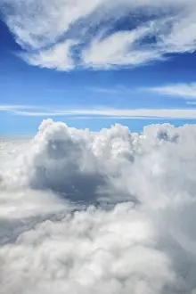 Cloudy Sky Aerial View Impressions: View over the clouds, cloudy sky