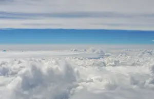 Cloudy Sky Aerial View Impressions: View over the clouds, cloudy sky