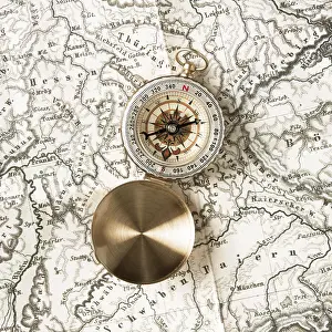 Cardinal Direction Compass Impressions: Top view compass top world map
