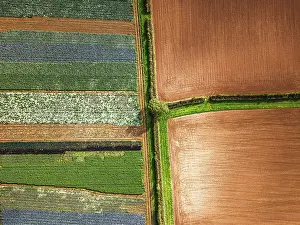 Devon Drone Images Impressions: Top down view over fields from a drone