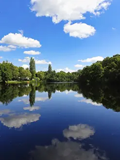 German Forest Scenery Impressions: View of a forest lake, reflection