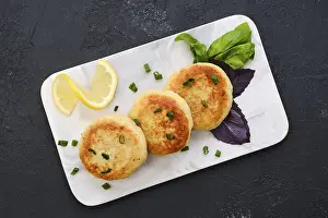 Citrus Fruit Recipes Impressions: Top view of fried cod meat cutlet