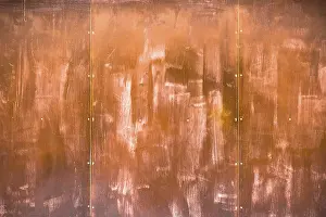Deserted Landscape Photo Impressions: Front view and horizontal of a rusty panel