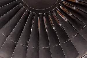 Aviation Industry Details Impressions: Detail view of a jet engine