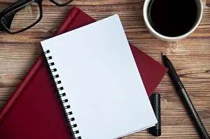 Empty Space For Text Impressions: Top view of notepad with customizable space for text or message