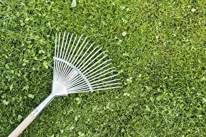 View From Above Farmyard Impressions: Top view rake grass