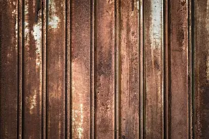 Deserted Window View Impressions: Front view of a shutter rusted