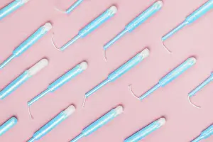 Menstruation Healthcare Impressions: Top view tampon pattern