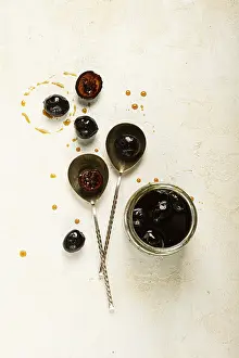 Top View Table Setting Impressions: Walnut jam, on the table, top view