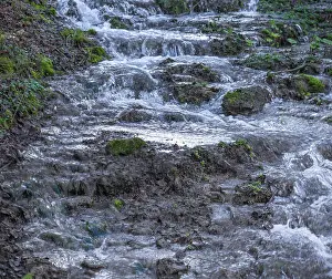 Southern Germany River Scene Impressions: Waterfall of a stream in spring
