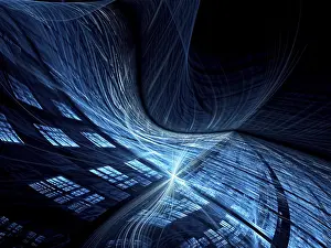 Virtual Reality Concept Impressions: Wavy tech background - abstract computer-generated image