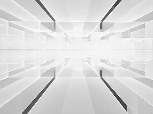 Fractal Art Design Impressions: White perspective technology background - computer-generated image