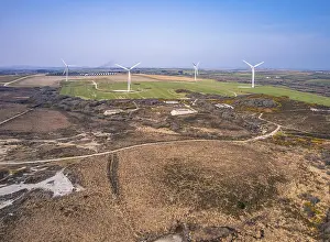 Eco Friendly Wind Turbines Impressions: Wind farm on Cornwall fields, Cornwall