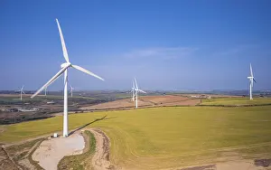 Wind Powered Agriculture Impressions: Wind farm on Cornwall fields, Cornwall