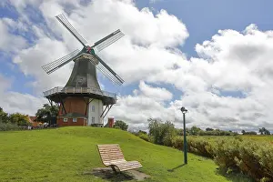 Windmill Germany Impressions: A windmill in front of a dramatic blue sky