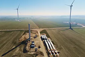 Wind Power Generation Impressions: Windmill generator wing prepared for assembling on ground