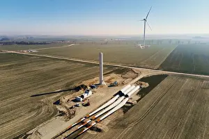Renewable Energy Installation Impressions: Windmill generator wing prepared for assembling on ground