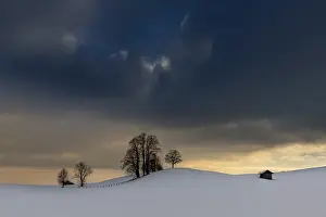 Winter Landscape Bavaria Germany Impressions: Winter landscape against a dramatic sky