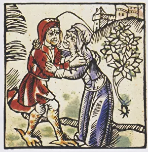 Historical Female Figures Art Impressions: Witch, bogeyman with the devil