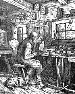 Traditional German House Impressions: Workshop of a clockmaker in the Black Forest