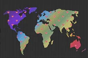 World Map Design Pattern Impressions: World map design with heart pattern